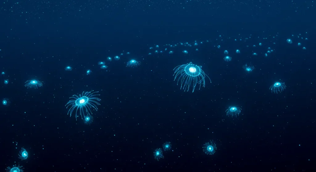Criaturas Bioluminescentes que Transformam Oceanos em Galáxias Líquidas